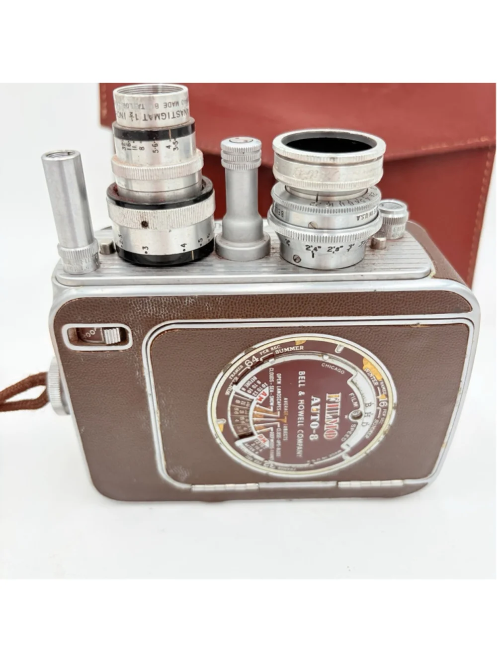 Vintage Bell & Howell Filmo Auto-8 8mm Camera Wollensak Lens Case Untested